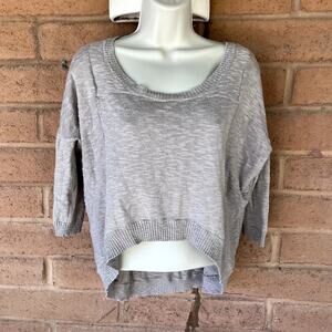Kensie Lightweight 3/4 Dolman Sleeves Crop Sweater Scoop Neck Tan Womens S